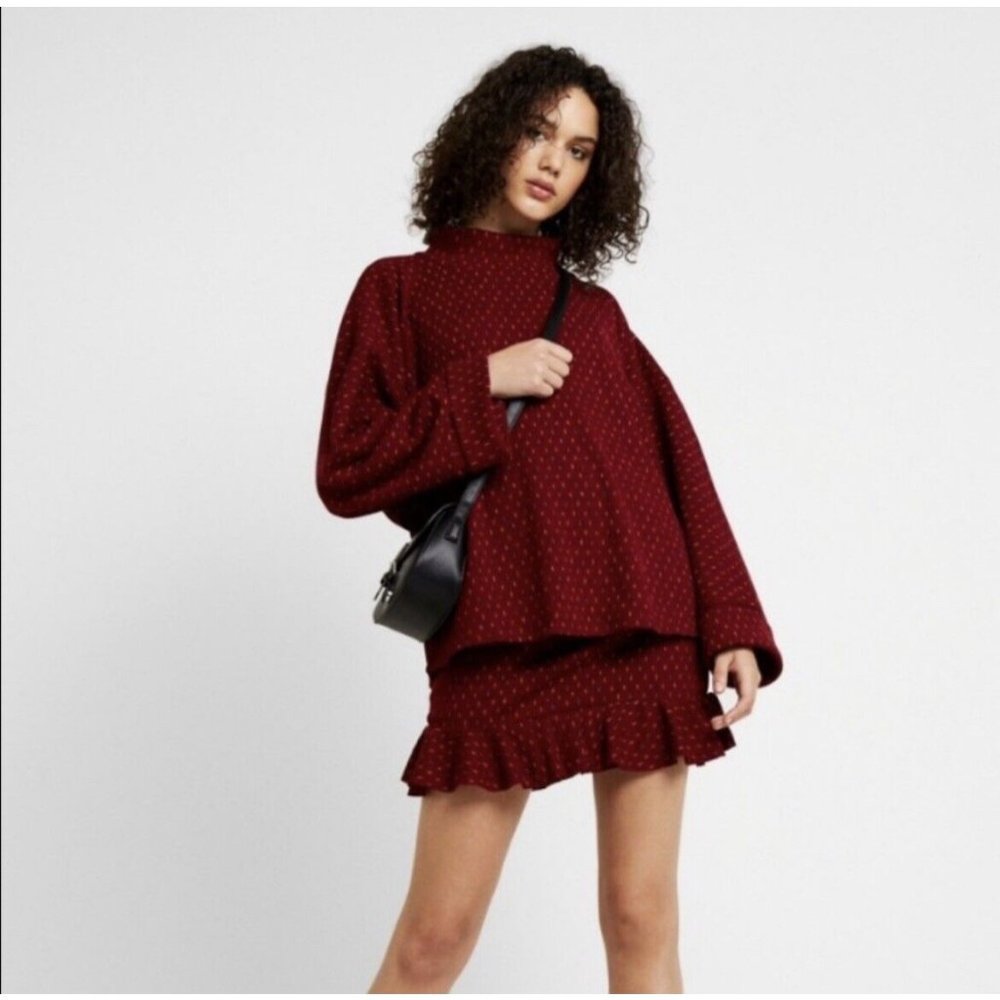 Free People Set The Mood Skirt Set 2 Piece Knit Sweater & Skirt Women XS NWOT